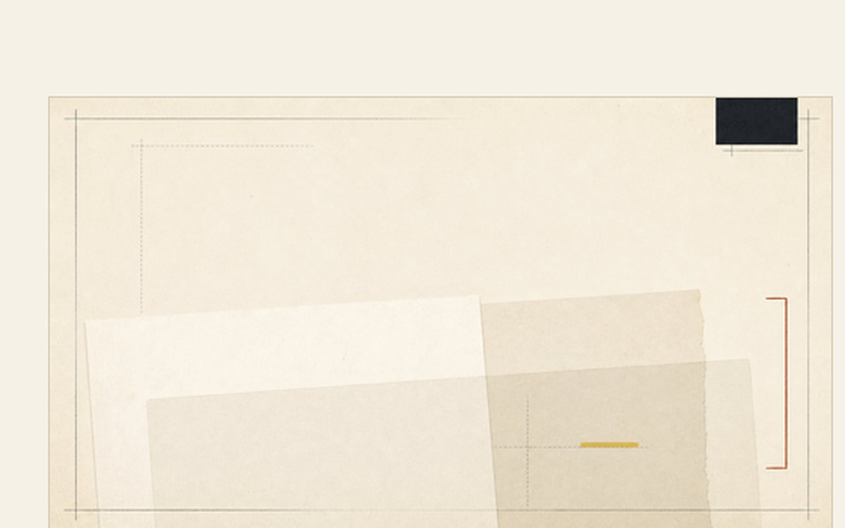 No-text editorial cover: layered paper forms with a red bracket, Annotated Paper series
