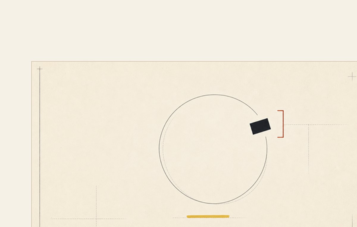 No-text editorial cover: a circle interrupted by a red-bracketed mark, Annotated Paper series